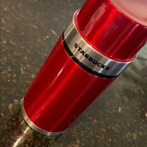 EUC Starbucks coffee thermos stainless steel w/red